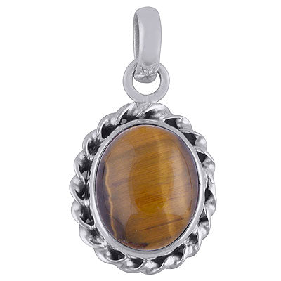 Alluring Gemstone Tiger's Eye Oval Shape 925 Sterling Solid Silver Pendants - R101829-8