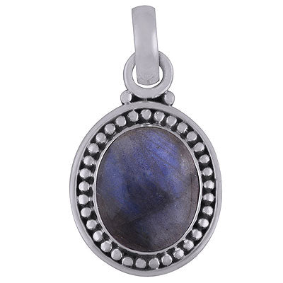 Stunning Rawa Work Around Labradorite Oval Shape 925 Sterling Solid Silver Pendant - R101830-35