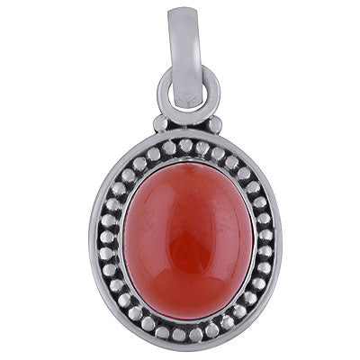 Stunning Rawa Work Around Carnelian Oval Shape 925 Sterling Solid Silver Pendant - R101830-37