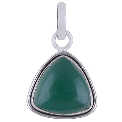 Plain Wire Around Green Onyx Triangle Shape 925 Sterling Solid Silver Pendant - R101835-6