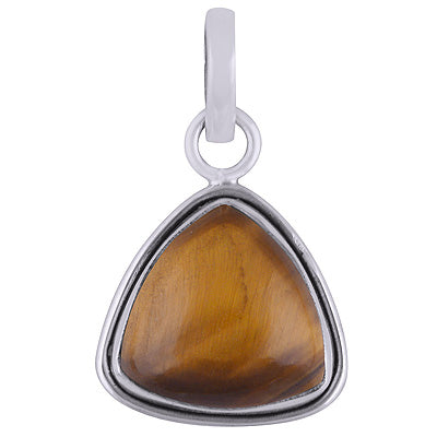 Plain Wire Around Tiger's Eye Triangle Shape 925 Sterling Solid Silver Pendant - R101835-9