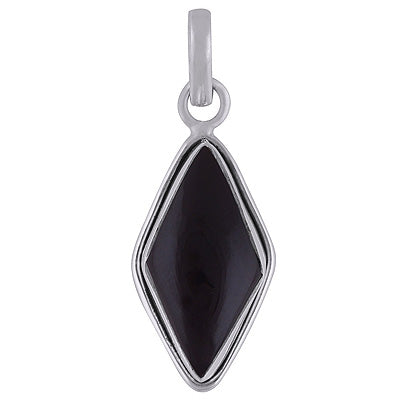 Plain Wire Around Black Onyx Rhombus Shape 925 Sterling Solid Silver Pendant - R101836-12