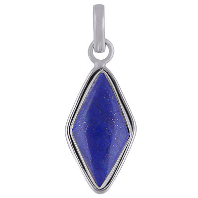 Plain Wire Around Lapis Rhombus Shape 925 Sterling Solid Silver Pendant - R101836-5