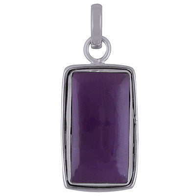 Plain Wire Around Amethyst Rectangle Shape 925 Sterling Solid Silver Pendant - R101837-1