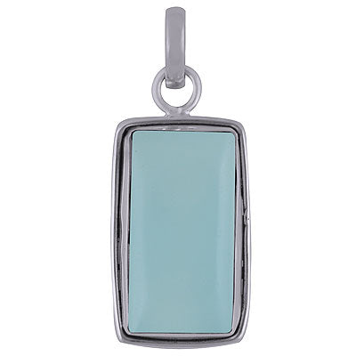 Plain Wire Around Aqua Chalcedony Rectangle Shape 925 Sterling Solid Silver Pendant - R101837-12