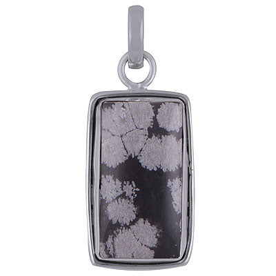 Plain Wire Around Snowflake Obsidian Rectangle Shape 925 Sterling Solid Silver Pendant - R101837-15