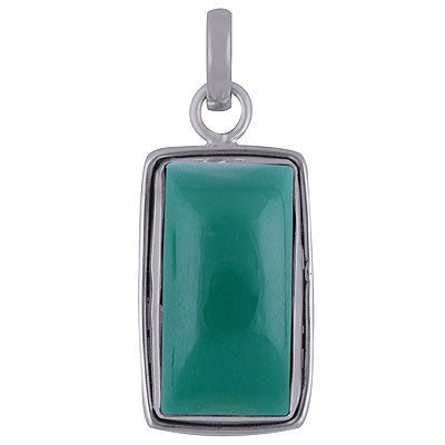 Plain Wire Around Green Onyx Rectangle Shape 925 Sterling Solid Silver Pendant - R101837-7