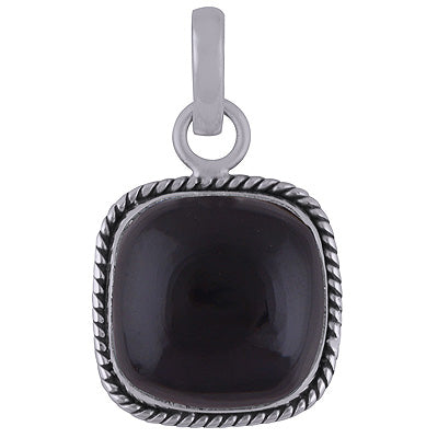 Authentic Wire Work Around Black Onyx Cushion Shape 925 Sterling Solid Silver Pendant - R101838-10