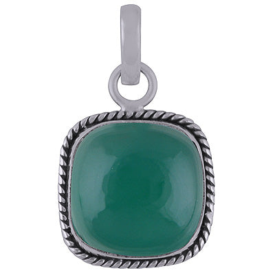 Authentic Wire Work Around Green Onyx Cushion Shape 925 Sterling Solid Silver Pendant - R101838-5