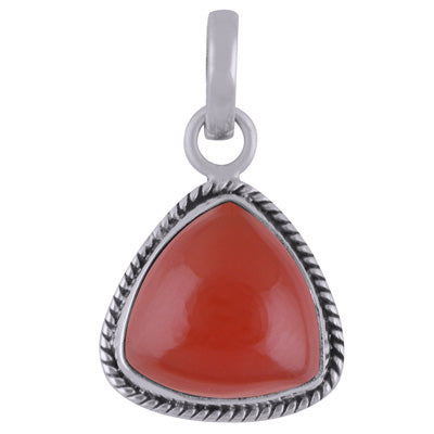 Authentic Wire Work Around Carnelian Triangle Shape 925 Sterling Solid Silver Pendant - R101839-5