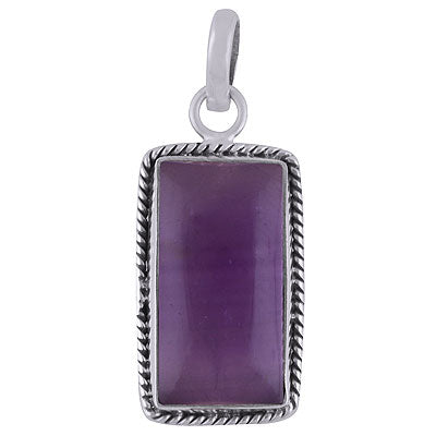 Authentic Wire Work Around Amethyst Rectangle Shape 925 Sterling Solid Silver Pendant - R101841-1