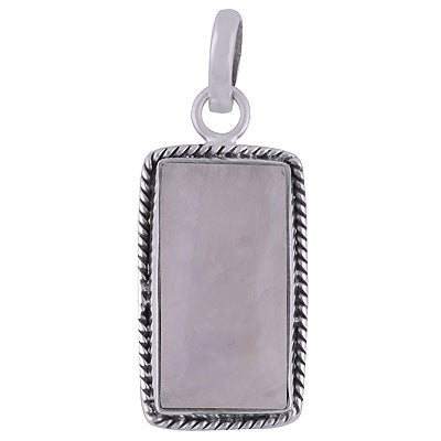 Authentic Wire Work Around Rainbow Moonstone Rectangle Shape 925 Sterling Solid Silver Pendant - R101841-3