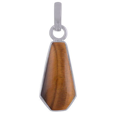 Classic Plain Tiger's Eye 925 Sterling Solid Silver Pendant - R101844-11