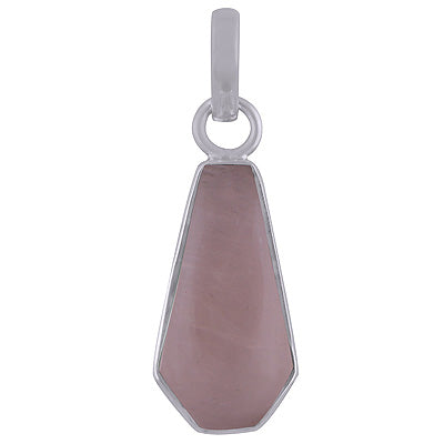 Classic Plain Rose Quartz 925 Sterling Solid Silver Pendant - R101844-12