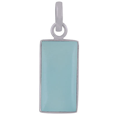Beautiful Plain Collet Aqua Chalcedony Rectangle Shape 925 Sterling Solid Silver Pendant - R101845-13