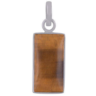 Beautiful Plain Collet Tiger's Eye Rectangle Shape 925 Sterling Solid Silver Pendant - R101845-14
