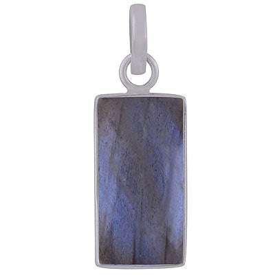 Beautiful Plain Collet Labradorite Rectangle Shape 925 Sterling Solid Silver Pendant - R101845-4