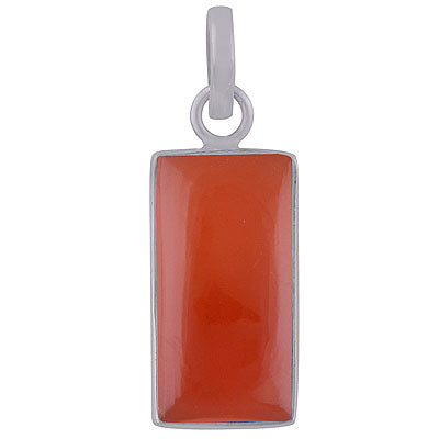 Beautiful Plain Collet Carnelian Rectangle Shape 925 Sterling Solid Silver Pendant - R101845-6