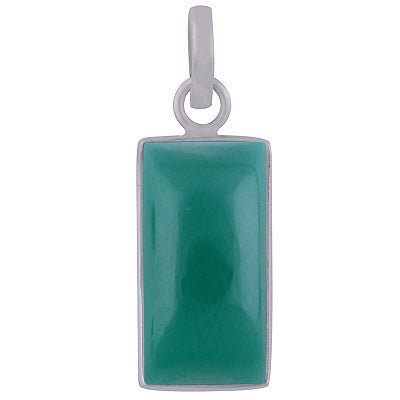 Beautiful Plain Collet Green Onyx Rectangle Shape 925 Sterling Solid Silver Pendant - R101845-7