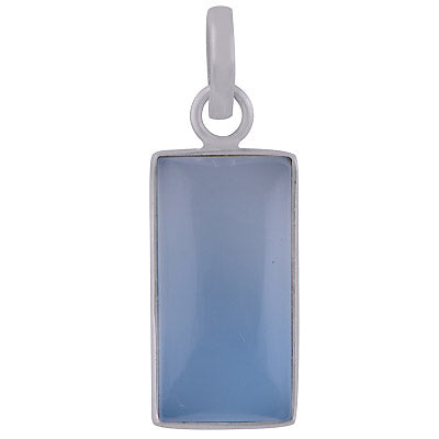 Beautiful Plain Collet Blue Chalcedony Rectangle Shape 925 Sterling Solid Silver Pendant - R101845-8