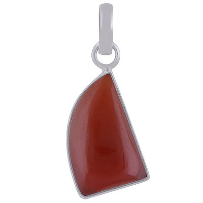 Stunning Plain Collet Carnelian Quarter Circle Shape 925 Sterling Solid Silver Pendant - R101846-3