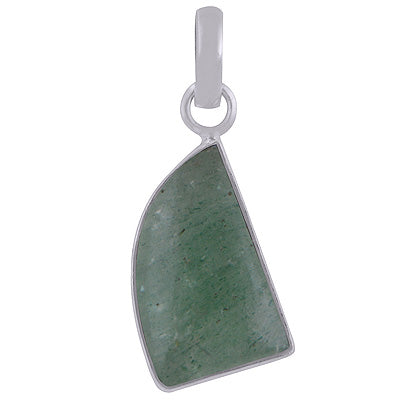 Stunning Plain Collet Green Aventurine Quarter Circle Shape 925 Sterling Solid Silver Pendant - R101846-7