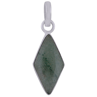 Stunning Plain Collet Green Aventurine Rhombus Shape 925 Sterling Solid Silver Pendant - R101848-10