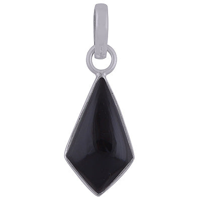 Gorgeous Plain Collet Black Onyx Kite Shape 925 Sterling Solid Silver Pendant - R101849-13