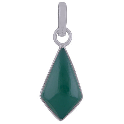 Gorgeous Plain Collet Green Onyx Kite Shape 925 Sterling Solid Silver Pendant - R101849-7