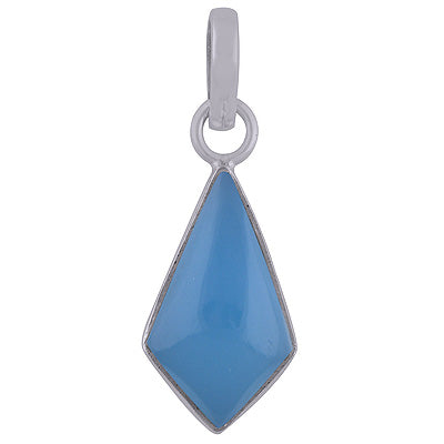 Gorgeous Plain Collet Blue Chalcedony Kite Shape 925 Sterling Solid Silver Pendant - R101849-8