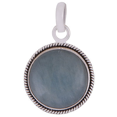 Beautiful Wire Work Around Aquamarine Round Shape 925 Sterling Solid Silver Pendant - R101857-26