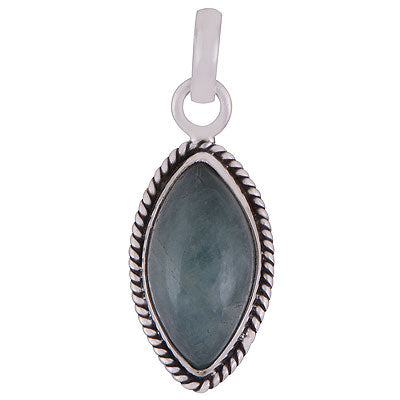 Beautiful Wire Work Around Aquamarine Marquise Shape 925 Sterling Solid Silver Pendant - R101857-30
