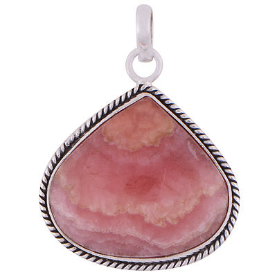 Stunning Textured Wire Around Rhodochrosite Pear Shape 925 Sterling Solid Silver Pendant - R101859-95