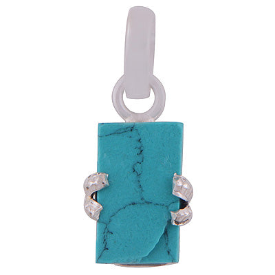 Stunning Textured Gemstone Turquoise Rectangle Shape 925 Sterling Solid Silver Pendant - R101879-8