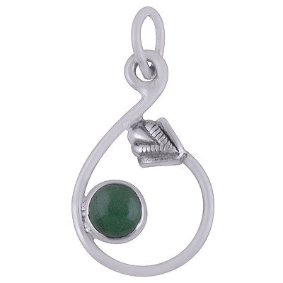 Gorgeous Arrow Around Green Jade Round Shape 925 Sterling Solid Silver Pendant - R101884-9