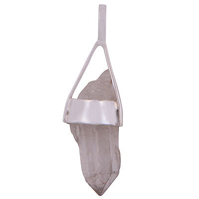 Beautiful Pencil Shape Gemstone Seated Crystal 925 Sterling Solid Silver Pendant - R101886-20
