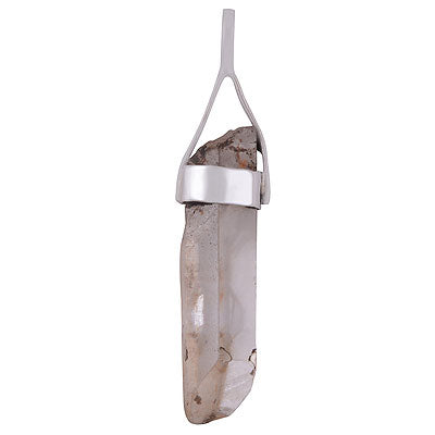 Beautiful Pencil Shape Gemstone Seated Crystal 925 Sterling Solid Silver Pendant - R101886-23