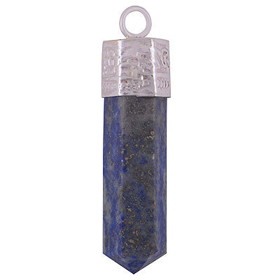 Gorgeous Handwork On Pencil Shape Gemstone Lapis 925 Sterling Solid Silver Pendant - R101887-10