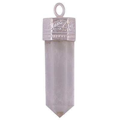 Gorgeous Handwork On Pencil Shape Gemstone Crystal 925 Sterling Solid Silver Pendant - R101887-12