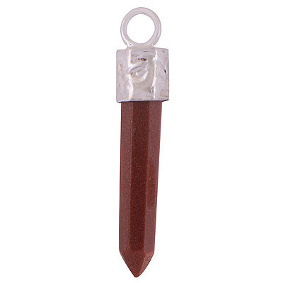 Gorgeous Handwork On Pencil Gemstone Golden Sun Stone Pencil Shape 925 Sterling Solid Silver Pendant - R101887-4