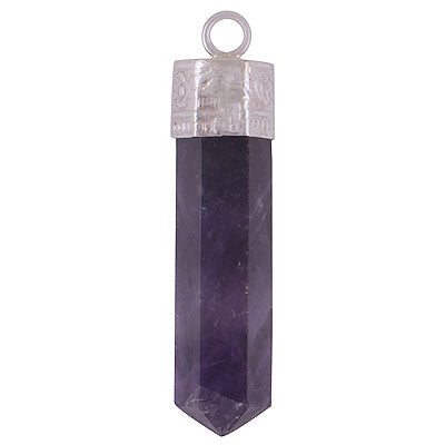 Gorgeous Handwork On Pencil Shape Gemstone Amethyst 925 Sterling Solid Silver Pendant - R101887-6