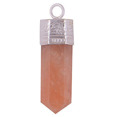 Gorgeous Handwork On Pencil Shape Gemstone Aventurine 925 Sterling Solid Silver Pendant - R101887-8
