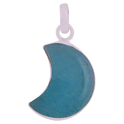 Gorgeous Crescent Gemstone Blue Chalcedony Moon Shape 925 Sterling Solid Silver Pendant - R101888-10