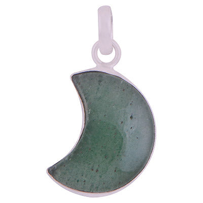 Gorgeous Crescent Gemstone Green Aventurine Moon Shape 925 Sterling Solid Silver Pendant - R101888-16