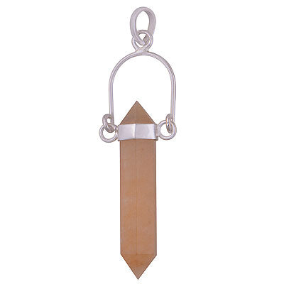 Alluring Pencil Shape Gemstone Aventurine 925 Sterling Solid Silver Pendant - R101891-3