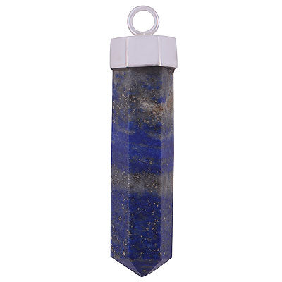 Beautiful Pencil Shape Gemstone Lapis 925 Sterling Solid Silver Pendant - R101892-3