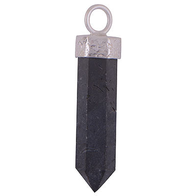 Beautifully handcrafted Pencil Shape Gemstone Black Onyx 925 Sterling Solid Silver Pendant - R101893-22