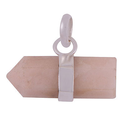 Stunning Pencil Shape Gemstone Pink Opal 925 Sterling Solid Silver Pendant - R101897-7