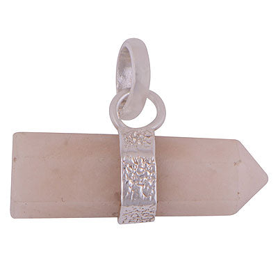 Beautiful Handcrafted Pencil Shape Gemstone Aventurine 925 Sterling Solid Silver Pendant - R101898-1