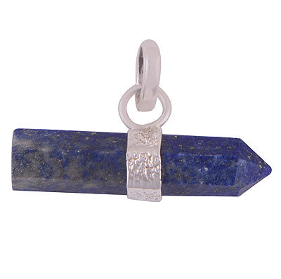 Beautiful Handcrafted Pencil Shape Gemstone Lapis 925 Sterling Solid Silver Pendant - R101898-5
